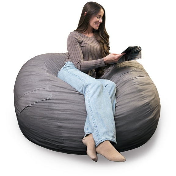 Big Joe Fuf 5Ft Oversized Foam Bean Bag Chair for Kids, Teens, Adults, Fog Lenox, Durable Woven Polyester, 5 foot Large Reading and Gaming Seat