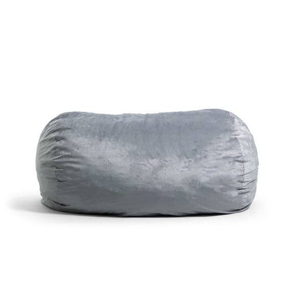 Big Joe Fuf 6Ft Giant Lounger Foam Bean Bag Chair, Oversized Couch with Removable Cover for Kids, Teens, Adults, Gray Plush, Soft Polyester, 6 foot