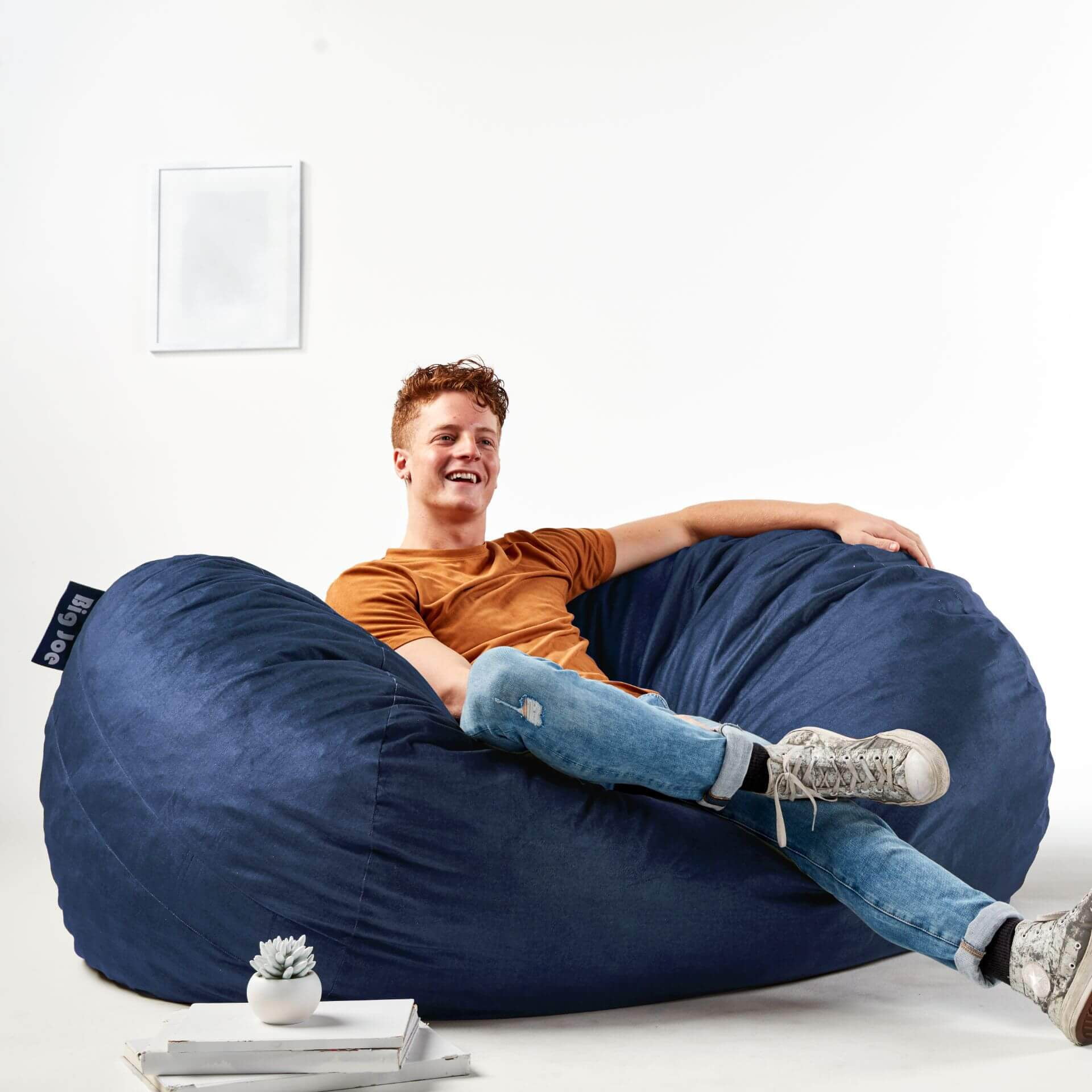 Extra Large Denim Blue Memory Foam Bean Bag Sofa