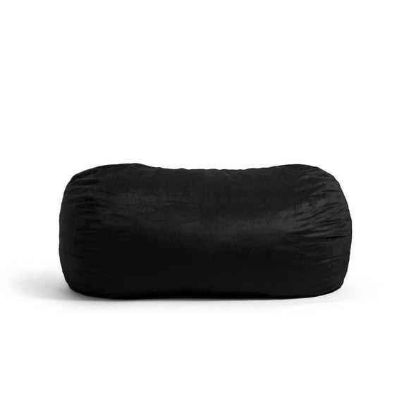 Big Joe Fuf 6Ft Giant Lounger Foam Bean Bag Chair, Oversized Couch with Removable Cover for Kids, Teens, Adults, Jet Black Plush, Soft Polyester, 6 foot