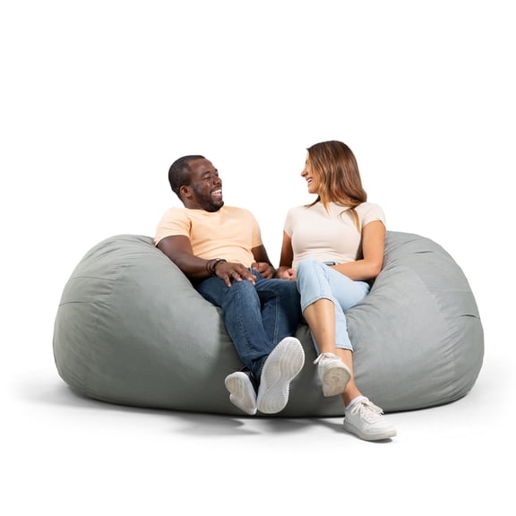 Big Joe Fuf 6Ft Giant Lounger Foam Bean Bag Chair, Oversized Couch with Removable Cover for Kids, Teens, Adults, Fog Lenox, Durable Woven Polyester, 6 foot