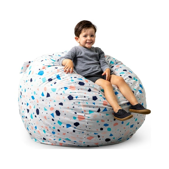 Big Joe Fuf 4Ft Foam Bean Bag Chair with Removable Cover for Kids, Teens, Dolce Terazzo Lenox, Durable Woven Polyester, 4 foot Large Reading and Gaming Seat