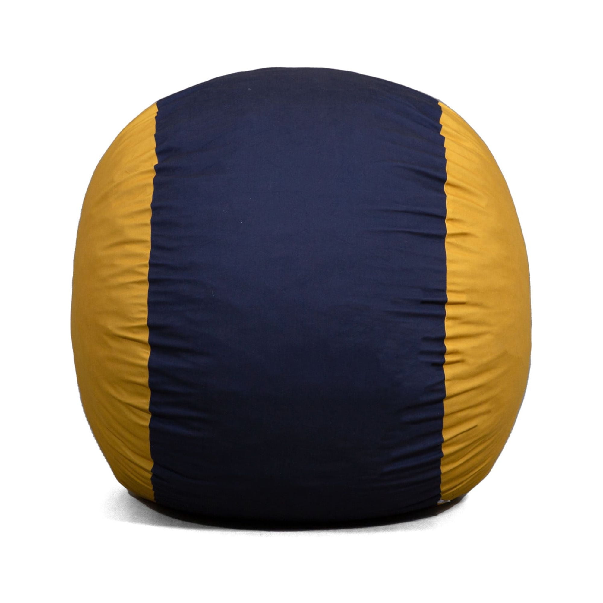 Blue and Gold Medium Foam Filled Bean Bag Chair with Removable Cover