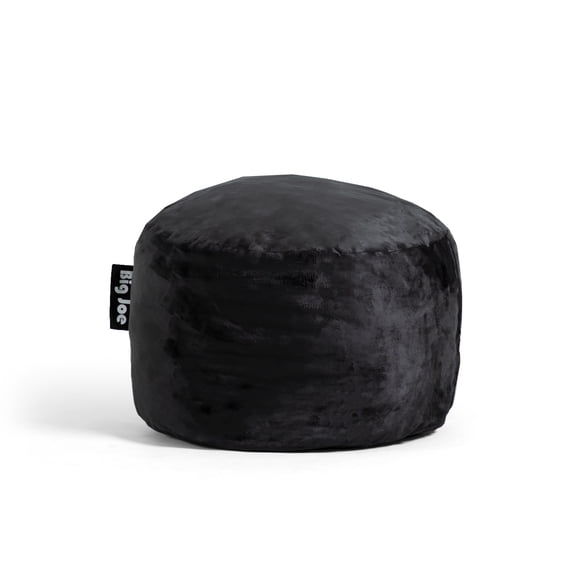 Big Joe Fuf Small Foam Filled Bean Bag Chair, Black Plush, Soft Polyester, 2 feet