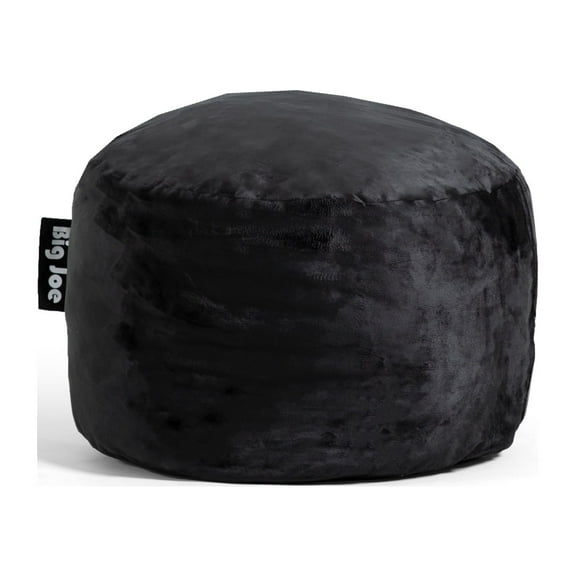 Big Joe Fuf Small Foam Filled Bean Bag Chair, Black Plush, Soft Polyester, 2 feet