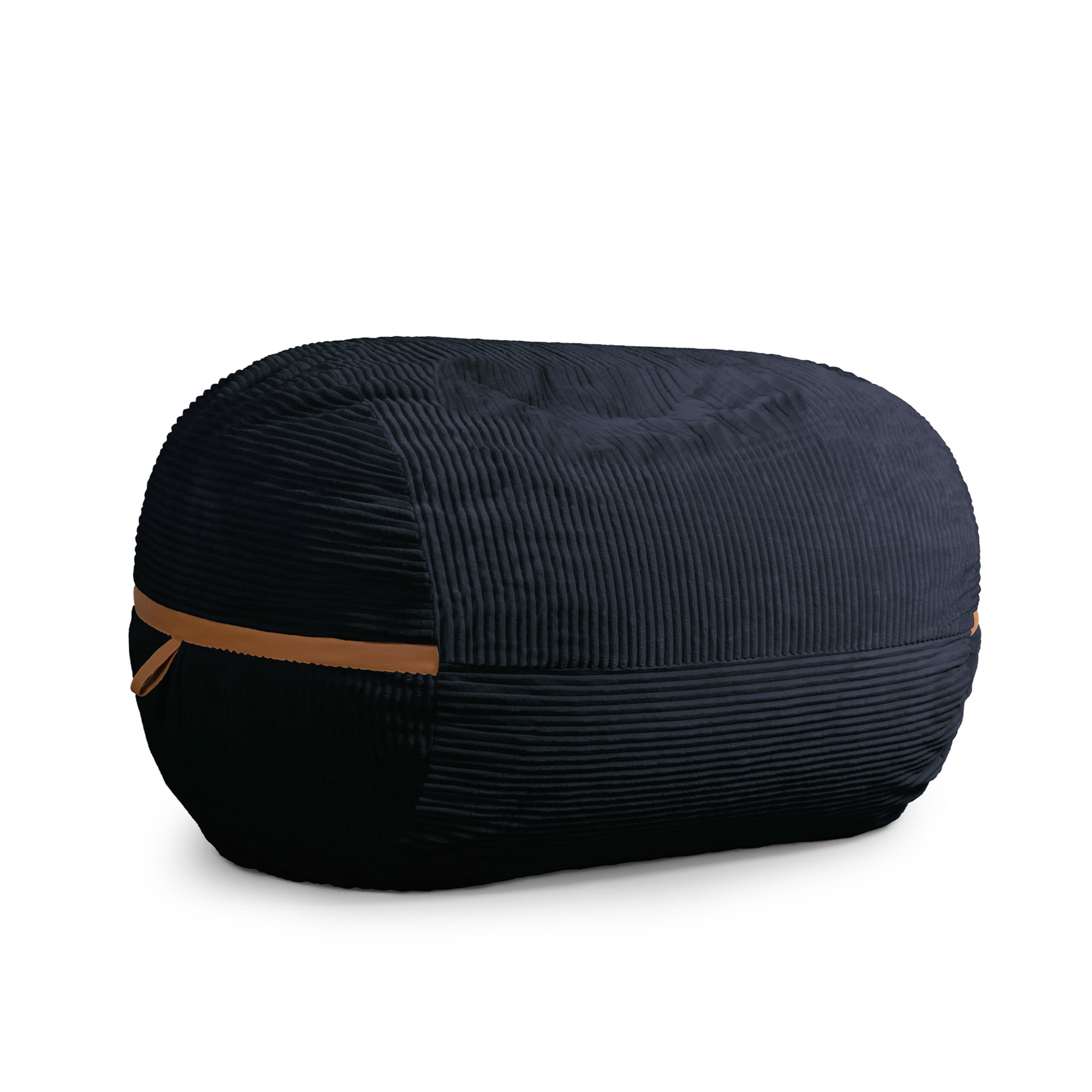 Big Joe Fuf 7Ft Giant Foam Bean Bag Chair, Oversized Couch with Removable Cover for Kids, Teens, Adults, Black Licorice Corded Plush, 7 Foot