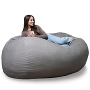 Big Joe Fuf 7Ft Giant Foam Bean Bag Chair, Oversized Couch with Removable Cover for Kids, Teens, Adults, Fog Lenox, Durable Woven Polyester, 7 Foot