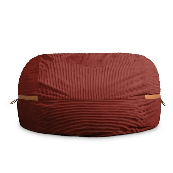 Big Joe Fuf 8Ft Giant Foam Bean Bag Chair, Oversized Couch with Removable Cover for Kids, Teens, Adults, Deep Terracotta Corded Plush, 8 Foot