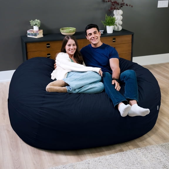 Big Joe Fuf 8Ft Giant Foam Bean Bag Chair, Oversized Couch with Removable Cover for Kids, Teens, Adults, Cobalt Lenox, Durable Woven Polyester, 8 Foot