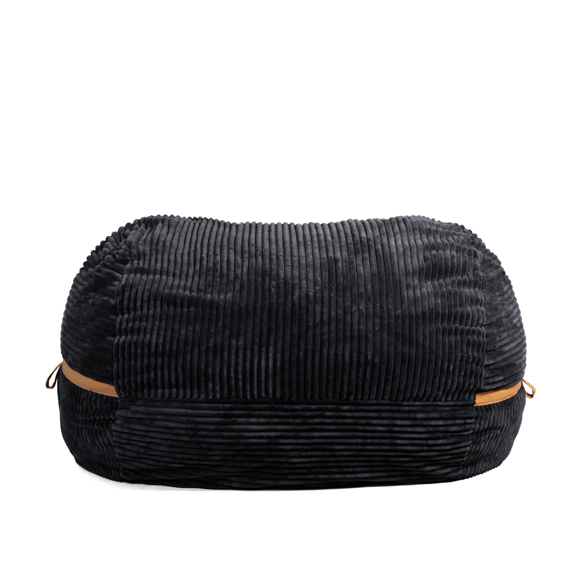 XXL Black Licorice Corded Plush Bean Bag Chair with Removable Cover