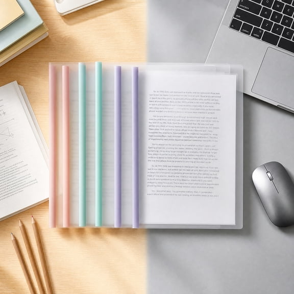 Fufafayo 10Pack A4 Slide Grip File Folders, Plastic Pull Strip Report Covers Transparent Document Holders for Teen Test Paper Homework Storage, Organizer for Study Office Filing