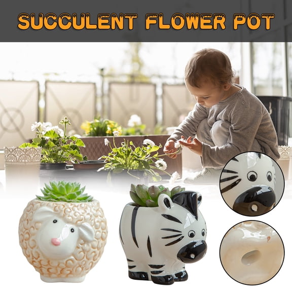 Fufafayo 1Pcs Succulents Planter, Owl Pot Ceramic Succulents Pot Cactus Potted Planting Bonsai Pots Set, Animal Shaped Flower Pot for Mini Plants