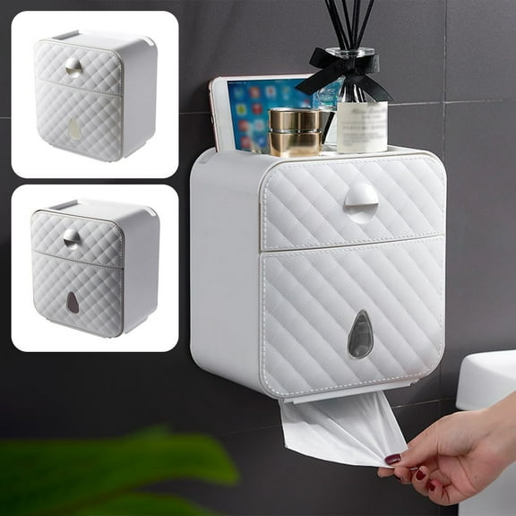 Fufafayo 1Pcs Toilet Paper Holder Box, Toilet Paper Towel Box, Press Paper Organizer Box, Perforation Roll Paper Drawer for Bathroom, No Water Inlet Paper Holder, Wall Mount Bathroom Organizer