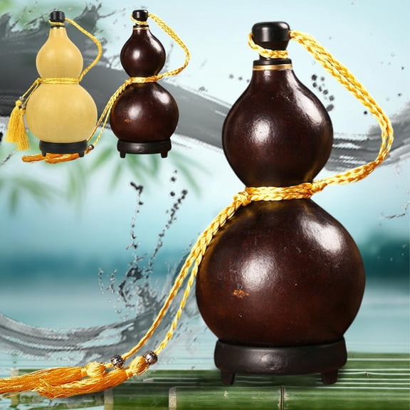 Fufafayo 2Pcs Gourd Water Bottle, Natural Wood Drinking Vessel, Handmade Role Playing Props, Daily Use Outdoor Camping Hiking, Housewarming Gift Symbolizing Wealth And Treasure