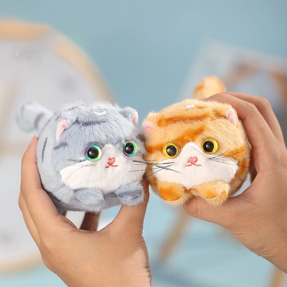 Fufafayo 2Pcs Pull String CatToyInteractive Pet SoftToy, Wagging Tail Plush Animal Figure, Stress Relief FidgetToyForKidsAdults, Cuddly Companion for Playful Activity