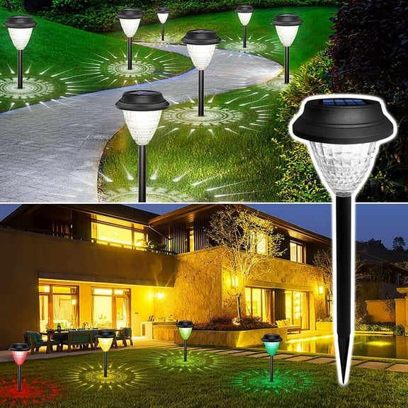 Fufafayo 2Pcs Solar Garden Lights, Solar Garden Lights, Outdoor Shadow Landscape Lights, Solar Powered Pathway Lights, Decorative Stake Lights for Yard Garden, Auto On Off, Weather Resistant