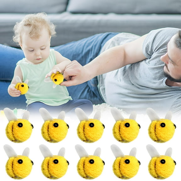 Fufafayo 2Pcs Spring Party Favors, 10Pcs Adorable Bee PlushToysfor DIY Crafts Decorations, Fluffy Bumblebee Dolls for Easter Basket Stuffers, Little One Shower, Birthday Party or Classroom Rewards,