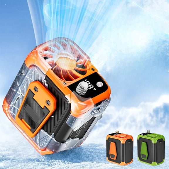 Fufafayo 2Pcs Waist Hanging Fan, Waist Fan with Light, Portable Hanging Fan, Hands Free Cooling Fan for Outdoor, Camping, Work, Sports, Rechargeable, Adjustable Speed, Built-in Flashlight