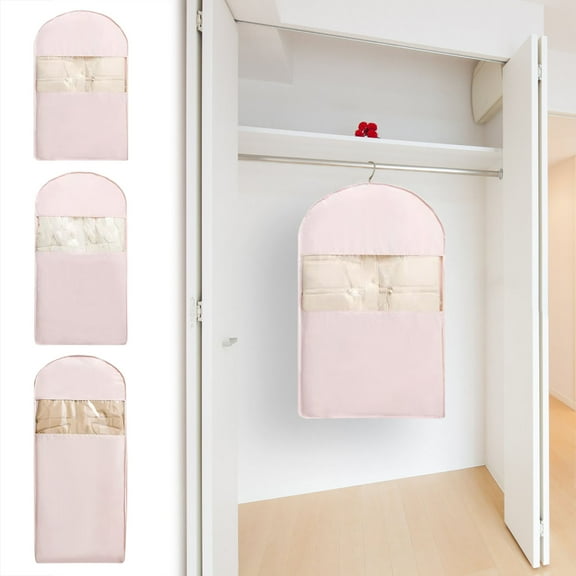 Fufafayo 3Pcs Down Jacket Compression Dust Cover, Wardrobe Dust Bag for Coats, Suits and Sweaters, Clear Garment Storage Bag for Closet, Travel or Home Organizing, Heavy Duty Fabric Design