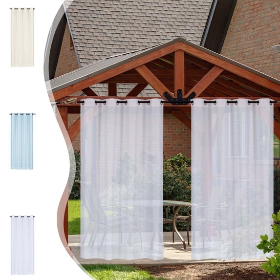 Fufafayo 3Pcs Sheer Curtains For Living Room Bedroom, White Transparent Voile Drapes, Double Rod Pocket Gauze Window Curtains For Sliding Glass Door And Patio