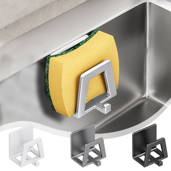 Fufafayo 3Pcs Sponge Storage Rack Non Perforated Kitchen Sink Organizer, Stainless Steel Scouring Pad Holder, Drains Rack for Sponge Steel Wires, Space Saving Household Supplies for Sink Countertop