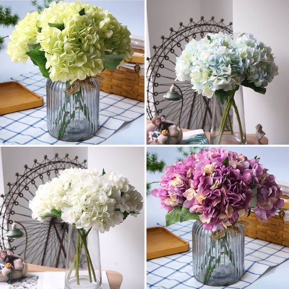 Fufafayo 4Pcs Artificial Flower Bouquet, Fake Hydrangea Floral Arrangement, Wedding Home Decor Centerpiece for Vase Party Office Shop Table