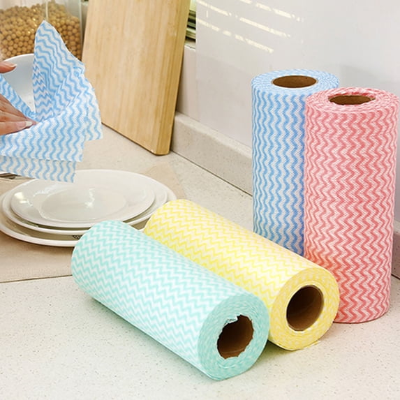 Fufafayo 4Pcs Disposable Cleaning Cloth, Lazy Wash Rag Cutting Wavy Dishcloth, Non-Woven Disposable Wipes for Kitchen Counter Sink, Reusable Dish Towel for Home Office Restaurant