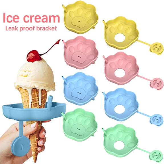 Fufafayo 4Pcs Ice Cream Drip Catcher, Silicone Popsicle Drip Guard forKids, Mess-Free Ice Cream Holder for Snacks, Dessert Accessory for Outdoor, Kitchen or Party, Fun Treat Design