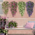 thumbnail image 1 of Fufafayo 4Pcs Lavender Wall Hanging Artificial Flowers, Realistic Fake Plants Decor, Woven Vine Basket Floral Arrangement for Indoor Outdoor Patio Porch Farmhouse Wedding Bedroom Living Room Wall, 1 of 9