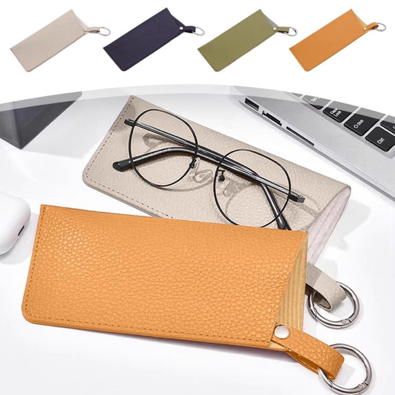 Fufafayo 4Pcs Portable Glasses Pouch With Key Ring, Soft Sunglasses Case For Men Women, Faux Leather Eyeglass Holder, Carry Organizer For Travel, Handbag Or Purse
