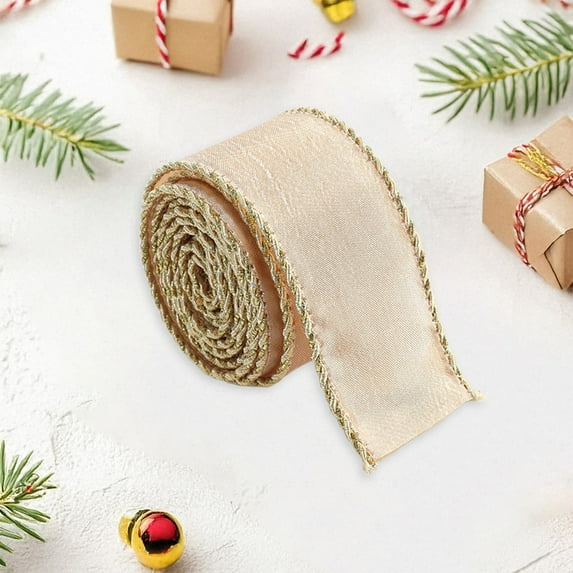 Fufafayo under $5 1.4 Inch Wired Christmas Ribbon with Frayed Edge for Gift Wrapping Floral Craft Christmas Tree Decorations Bows Home Decor 2.19 Yards
