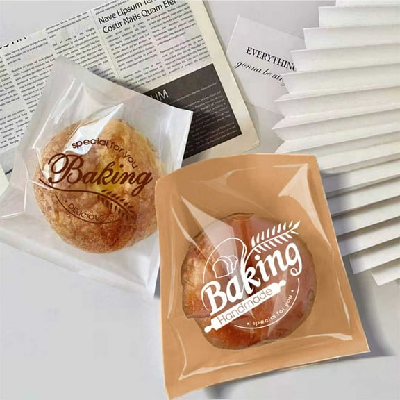Fufafayo under $5 100 Bakery Bags With Window Small Bakery Bags Kraft Paper Bakery Treat Bags and Handmade Stickers for Cookie Chocolate Donut Snacks Bread Sandwich Dessert 7 In