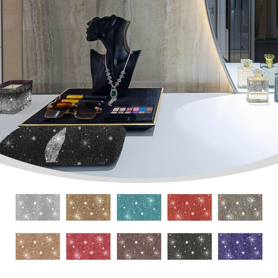 Fufafayo under $5 10Pcs Rhinestone Sticker, Crystal Rhinestone Sticker Roll, Self Adhesive Diamond Tape for Decor, Sparkling Glitter Decal for Car Phone, DIY Craft Embellishment Ribbon
