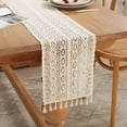 thumbnail image 1 of Fufafayo under $5 11.8x71 Inch Boho Cotton Crochet Table Runner, Beige Vintage Bohemian Macrame Table Runner for Kitchen Coffee Dining Table Rustic Farmhouse Living Room Bedroom Dresser Decor, 1 of 7