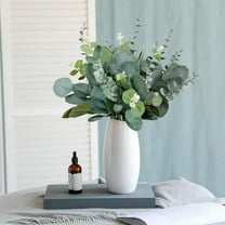 Fufafayo under $5 18 Pcs Mixed Eucalyptus Leaves Stems Bulk Artificial Silver Dollar Picks Faux Branches for Vase Bouquets Floral Arrangement Wreath Farmhouse Rustic Greenery Decor