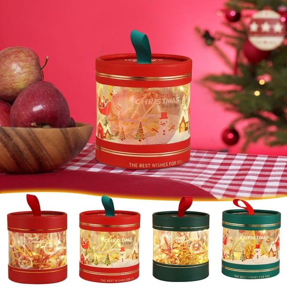 Fufafayo under $5 1Pcs Gift Box, Christmas Box Portable Packaging Gift Box, Wedding Candy Favor Container, Christmas Eve Gift Decoration, Storage Box for Small Items, Fragrant Candle Holder