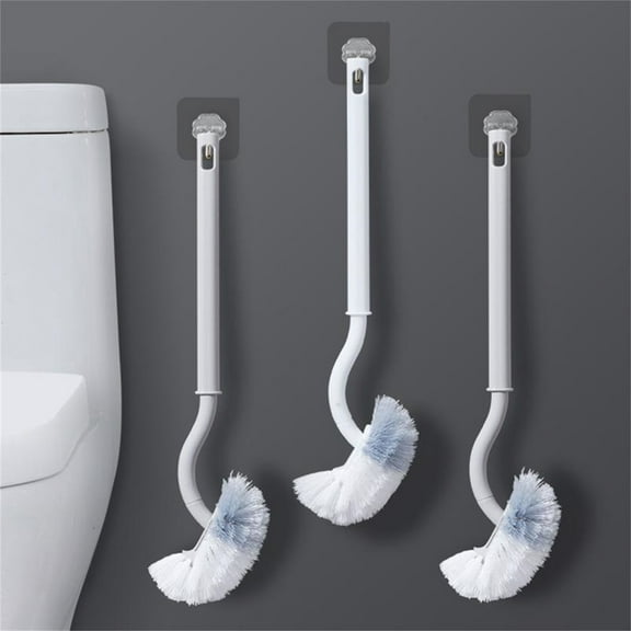 Fufafayo under $5 1Pcs Toilet Brush, Long Handle Toilet Brush, Curved Bowl Scrubber with Holder, Strong Cleaning Bristles Bathroom Brush, Corner Cleaner for Hard to Reach Areas
