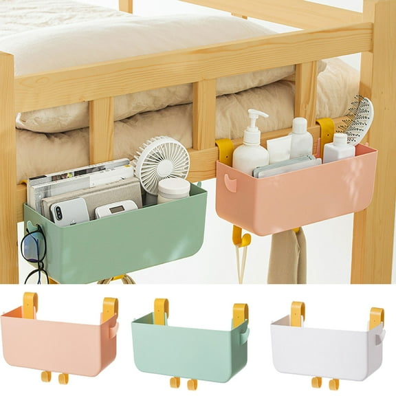 Fufafayo under $5 2Pcs Bedside Organizer, Bedside Storage Basket, Hanging Organizer with Hook, Dormitory Over Bed Caddy, Large Capacity Compartment Basket, for Books, Phone, Snacks