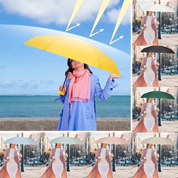Fufafayo under $5 2Pcs Compact Umbrella, Mini Umbrella, Compact Travel Umbrella, Sun Protection Umbrella for Women, Men, Lightweight, Windproof, UV Blocking, Portable, Rain Shade, Tote Bag Included