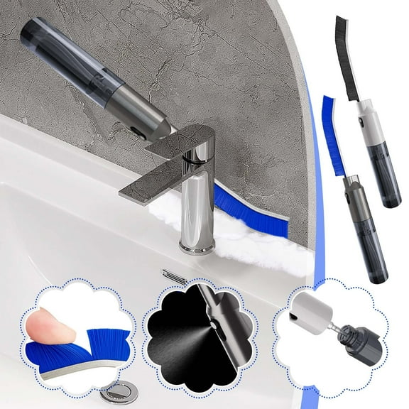 Fufafayo under $5 2Pcs Crevice Cleaning Brush, Spray Pot Crevice Brush, Bathroom Cleaning Brush, Toilet Floor Corner Scrubber, Multi-Surface Scrub Tool with Bottle, Hard-to-Reach Area Cleaner