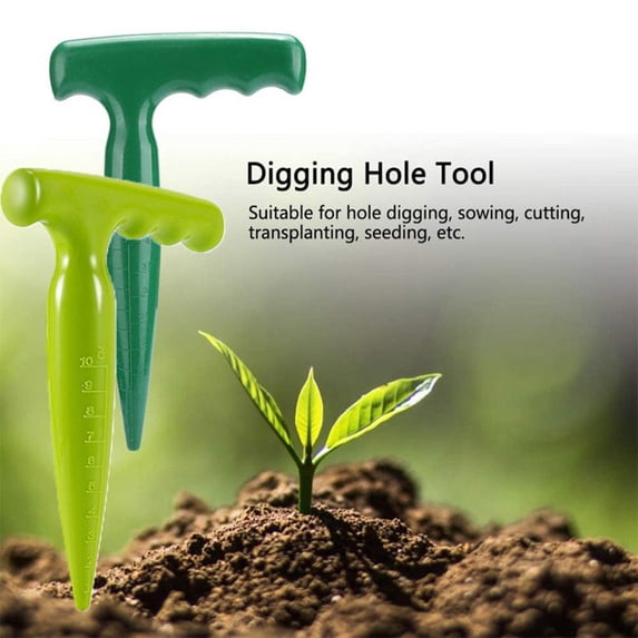 Fufafayo under $5 2Pcs Garden Planter Tool, Garden Soil Digging Tool, Bulb Planter Hole Maker, Ergonomic Handheld Transplanter, for Seedlings Flowers Vegetables, Lightweight Gardening Tool Set 2 Pack