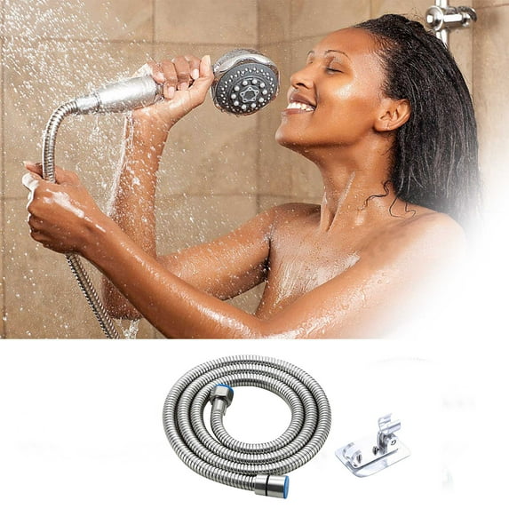 Fufafayo under $5 2Pcs Shower Hose, Stainless Steel Shower Hose, Flexible Replacement Tube, with Mount, Standard Connection, for Bathroom, Shower Upgrade, RV and Mobile Home