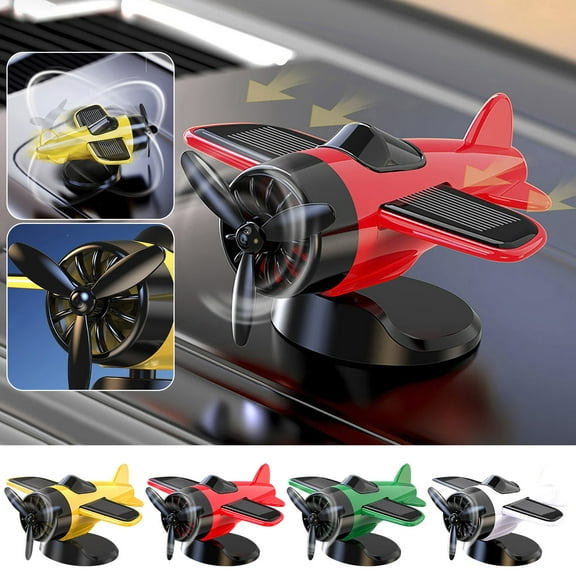 Fufafayo under $5 2Pcs Solar Car Airplane Decor, Solar Powered Airplane Car Decoration, Rotating Aircraft Dashboard Ornament, Dynamic Movement with Vehicle Motion, Quiet Propeller