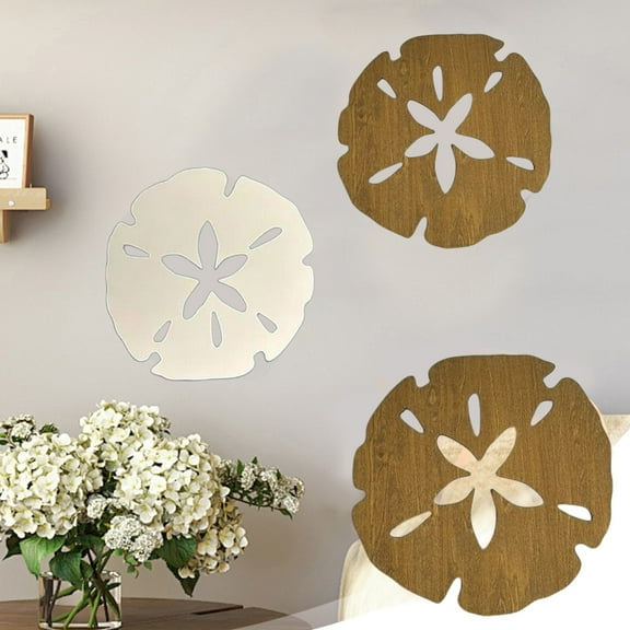 Fufafayo under $5 2Pcs Wooden Sand Dollar Wall Art, Wooden Sand Wall Art, Round Wall Decor for Home, Large Thick Wood Cutout for Living Room, Bedroom, and Kitchen, Rustic Beach Themed Decorations