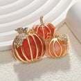 thumbnail image 1 of Fufafayo under $5 3 Rhinestone Pumpkins Brooch Pin Gold Tone Fashion Crystal Halloween Thanksgiving Fruit Brooches Lapel Pins Cute Fall Holiday Festival Hat Bag Suit Dress Accessories Jewelry Gift, 1 of 8
