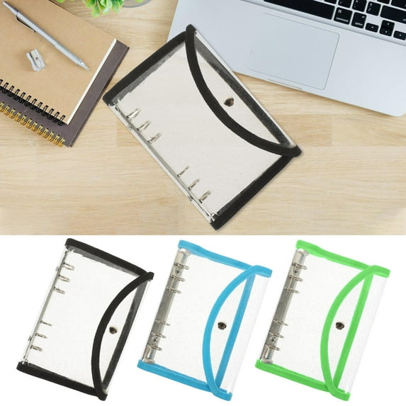 Fufafayo under $5 3Pcs Binder, Loose-Leaf Binder, PVC Transparent Binder, Travel Account Notebook, Budget Planner Notebook, Stainless Steel Ring Binder, Switch Opening Mechanism