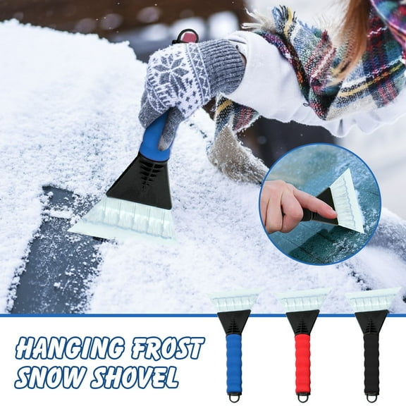 Fufafayo under $5 3Pcs Car Snow Shovel, Plastic Snow Shovel for Car, Truck Snow Removal Shovel with Rubber Cover, Ice Scraper for Windshield Deicing, Compact Portable, Curved Handle