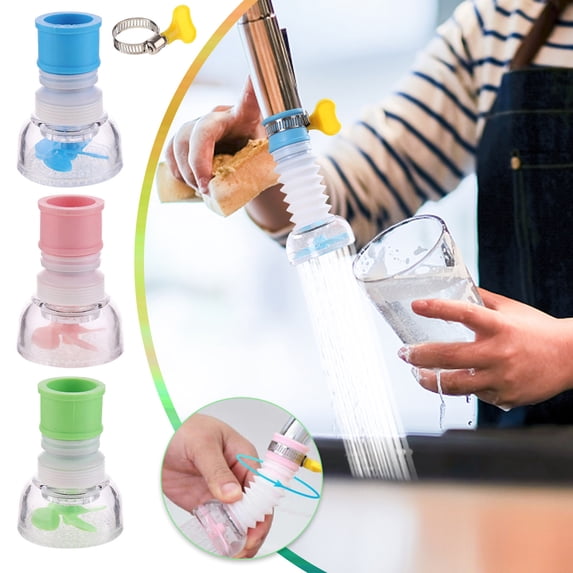 Fufafayo under $5 3Pcs Kitchen faucet filter, Rotatable Kitchen Faucet Nozzle, 360 Degree Swivel Sprayer with Filter, Water Saving Device for Sink, Easy Install Faucet Extension for Cleaning