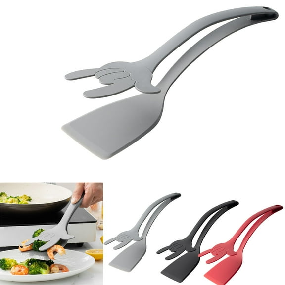 Fufafayo under $5 3Pcs Spatula Clip, Kitchen Spatulas, Nylon Frying Spatula Clips, Two in One Food Turner Tongs, Steak Flipper Spatulas for Eggs, Pancakes, Toast