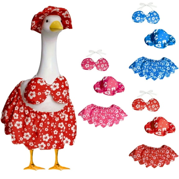 Fufafayo under $5 3Pcs Yard Decoration, Summer Decorative Clothing, Hawaiian Bikini Set for Lawn Goose, Outdoor Garden Porch Festive Decor, Seasonal Yard Ornament for Patio and Entryway
